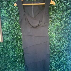 White House Black‎ Market Gray and Blue Pleated Sheath Dress